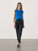 Straight-leg cropped cotton trousers