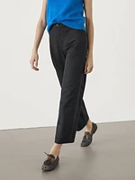 Straight-leg cropped cotton trousers