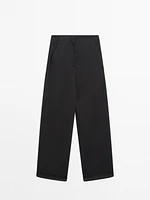 100% wool straight-leg trousers with hem detail