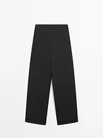 100% wool straight-leg trousers with hem detail