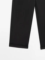 100% wool straight-leg trousers with hem detail