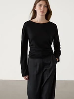 100% wool straight-leg trousers with hem detail