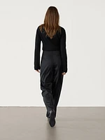 100% wool straight-leg trousers with hem detail