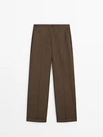 Straight-leg 100% wool trousers