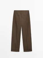 Straight-leg 100% wool trousers