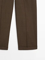 Straight-leg 100% wool trousers