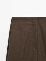 Straight-leg 100% wool trousers