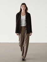 Straight-leg 100% wool trousers