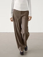 Straight-leg 100% wool trousers