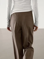 Straight-leg 100% wool trousers