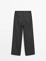 Straight-leg pinstripe trousers