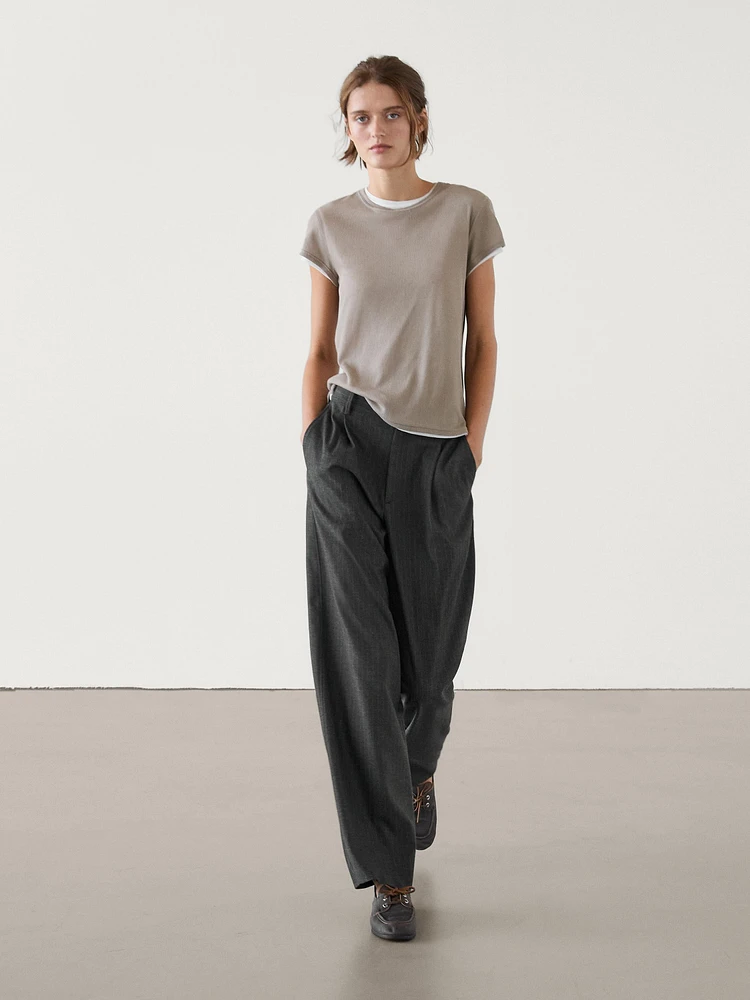 Straight-leg pinstripe trousers