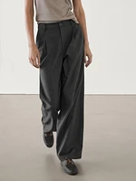 Straight-leg pinstripe trousers