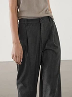 Straight-leg pinstripe trousers