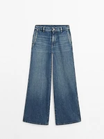 Faded wide-leg relaxed fit jeans