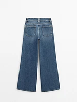 Faded wide-leg relaxed fit jeans