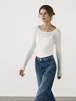 Faded wide-leg relaxed fit jeans