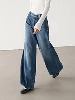 Faded wide-leg relaxed fit jeans