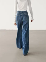 Faded wide-leg relaxed fit jeans