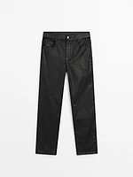 Straight-leg waxed trousers