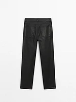 Straight-leg waxed trousers