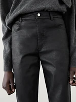 Straight-leg waxed trousers