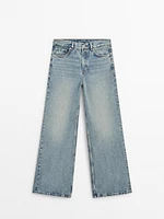 Faded high-waist wide-leg jeans