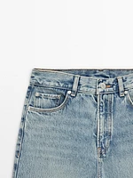 Faded high-waist wide-leg jeans