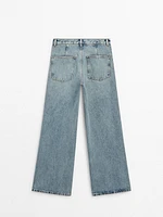 Faded high-waist wide-leg jeans