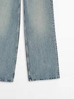 Faded high-waist wide-leg jeans