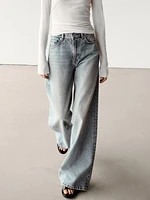 Faded high-waist wide-leg jeans