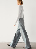 Faded high-waist wide-leg jeans