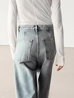 Faded high-waist wide-leg jeans