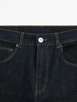 Faded straight-leg high-waist jeans