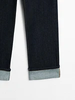 Faded straight-leg high-waist jeans