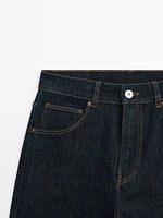 Faded straight-leg high-waist jeans