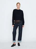 Faded straight-leg high-waist jeans