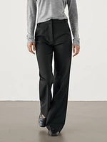 Technical flare fit full length trousers