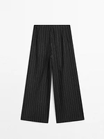 Pleated wool blend palazzo trousers