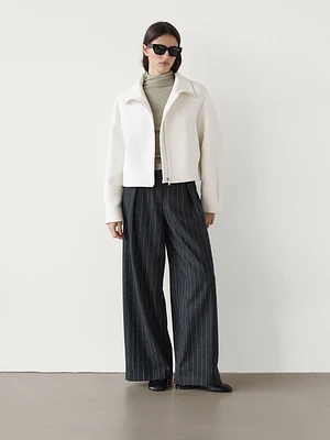 Pleated wool blend palazzo trousers