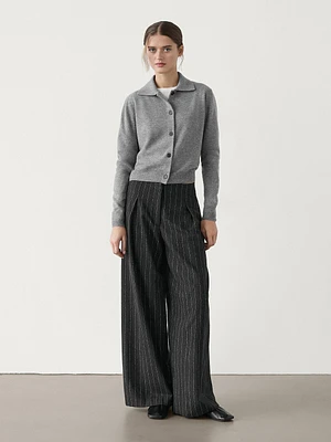 Pleated wool blend palazzo trousers