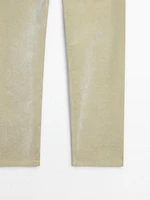 Flocked denim-effect trousers