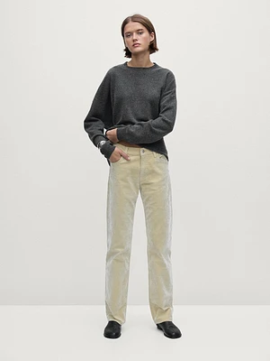 Flocked denim-effect trousers