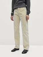 Flocked denim-effect trousers