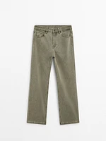 Straight-leg cotton denim trousers