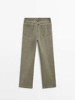 Straight-leg cotton denim trousers