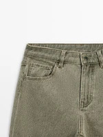 Straight-leg cotton denim trousers