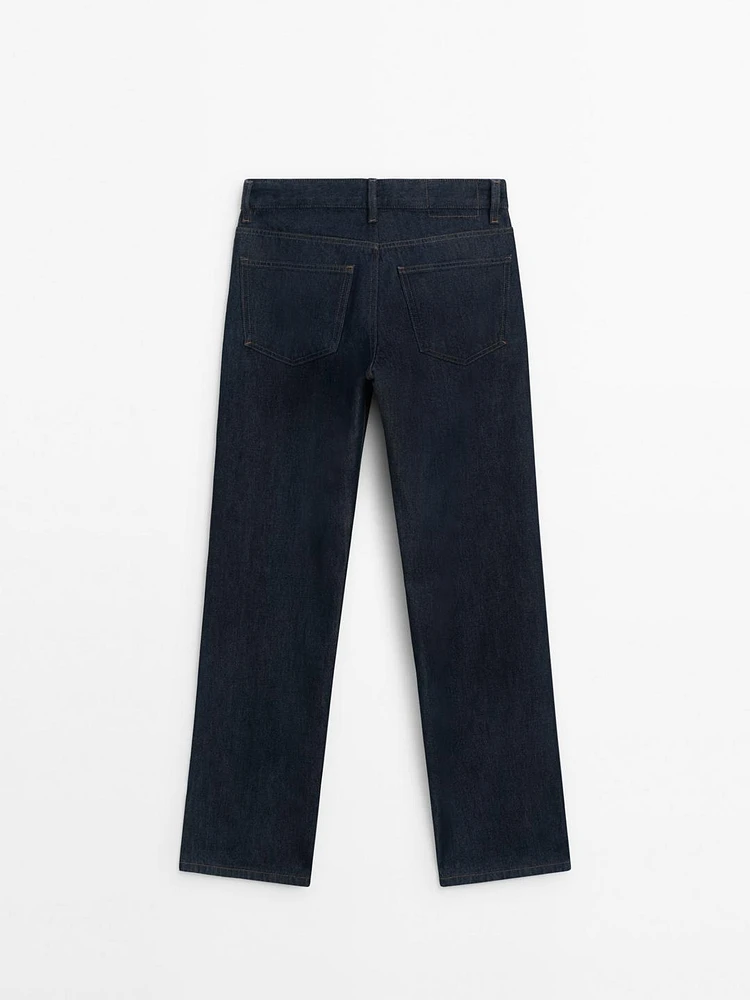Mid-rise wide-leg full length jeans
