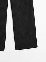 Darted pinstripe trousers