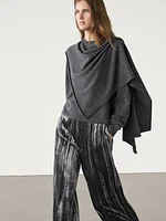 Wide-leg velvet trousers